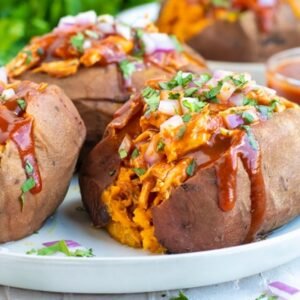 CHICKEN MAYO BAKED POTATOES